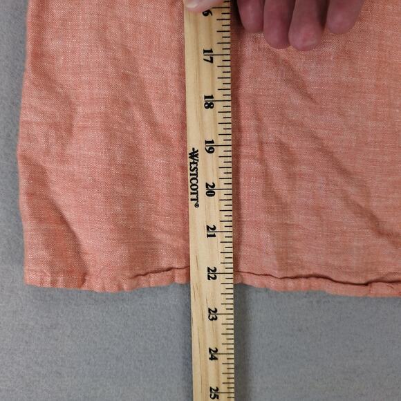 Bass Orange Linen Cotton Tank Top Women's M Keyhole Tie Neck Pleated Shoulder - Picture 6 of 10